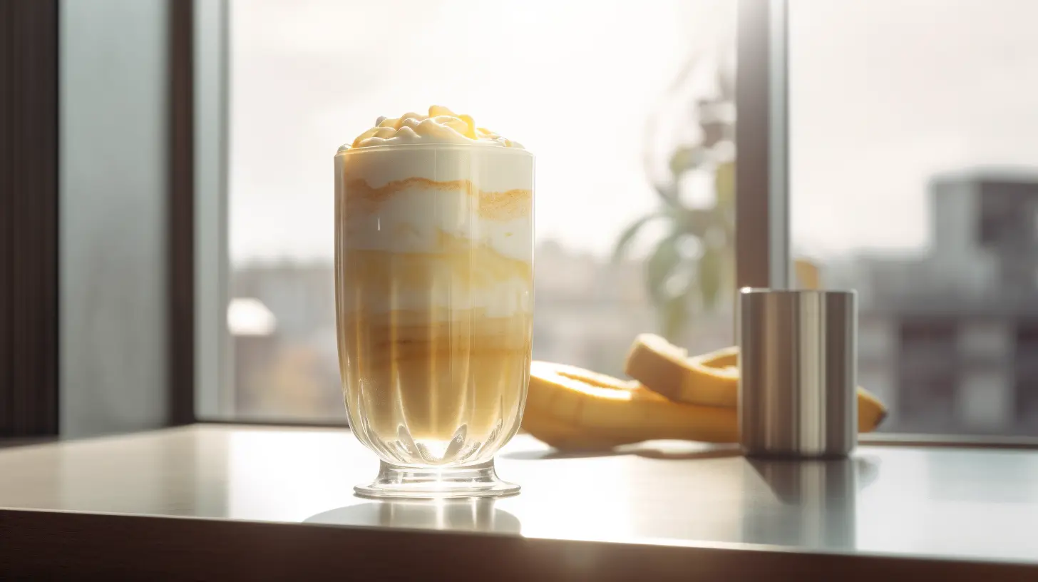 Buttered Monkey Drink served in an elegant glass with banana slices and whipped cream