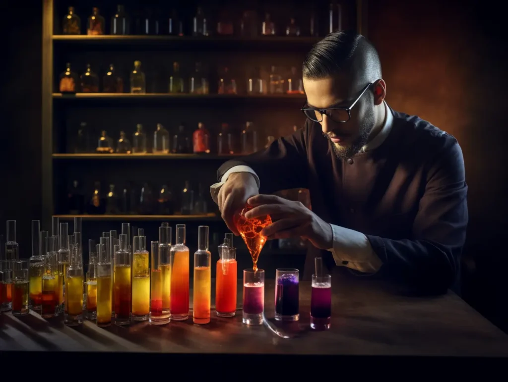 Modern mixologist crafting a God Drink