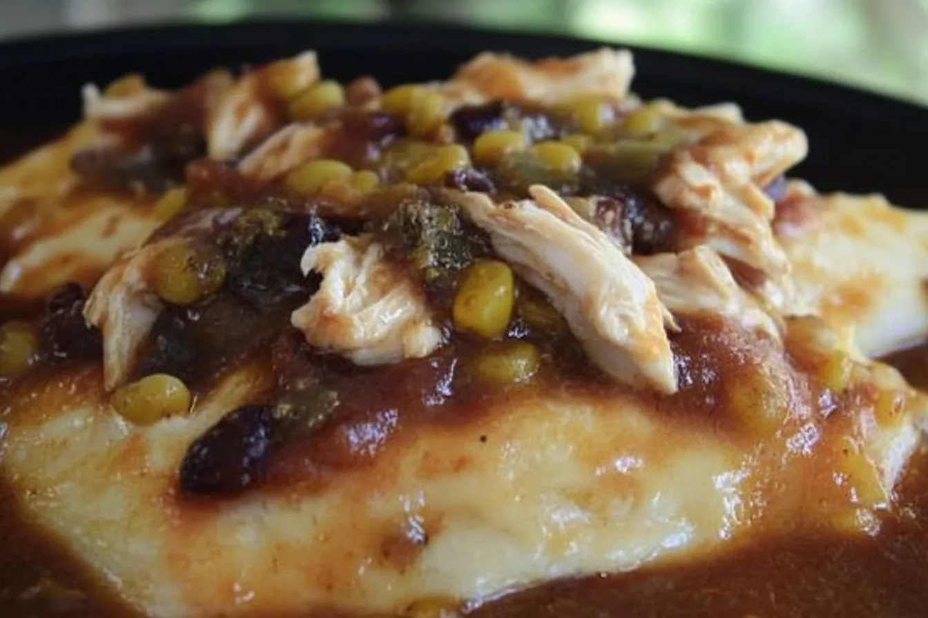 Crockpot Chicken with Black Beans and Corn in a slow cooker