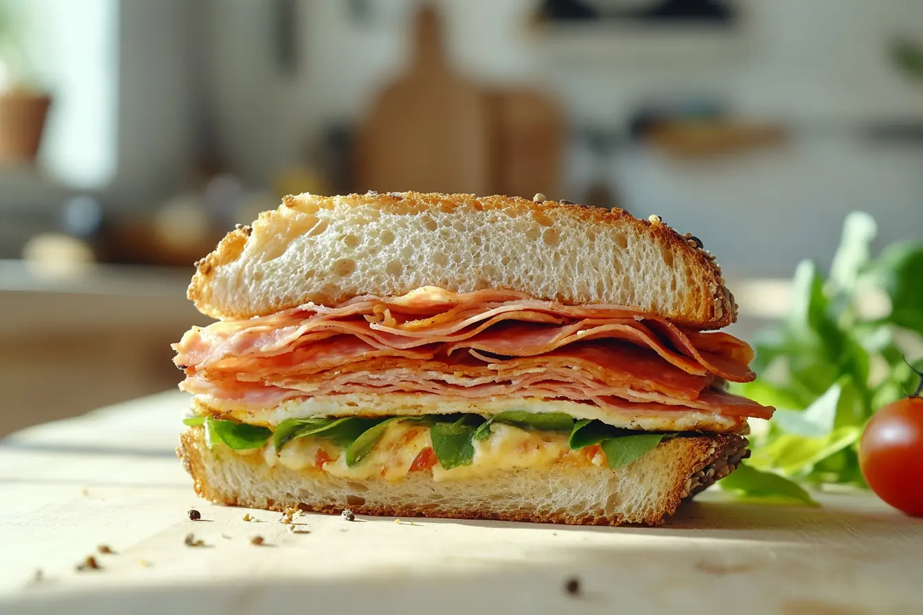 Mortadella Breakfast Sandwich