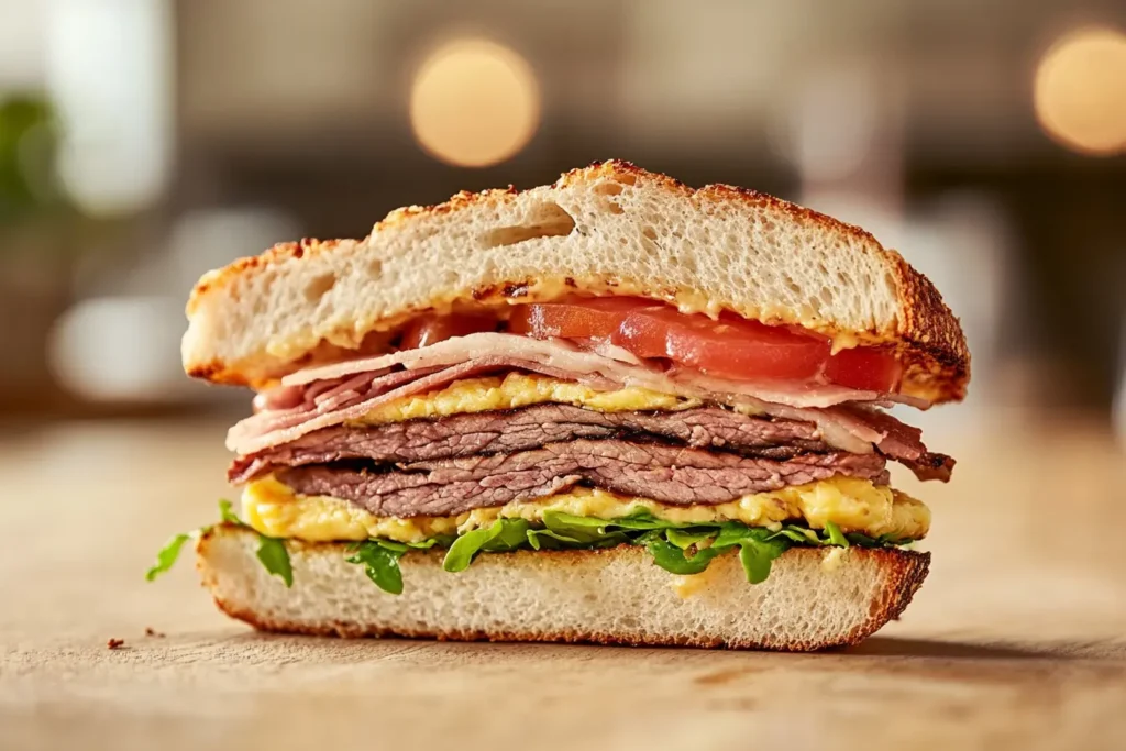 Cut Roast Beef Breakfast Sandwich