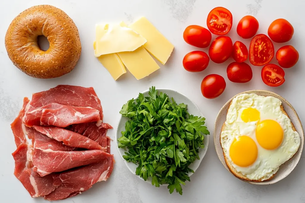 Ingredients for Roast Beef Breakfast Sandwich