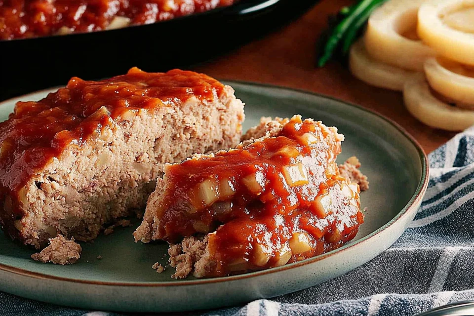 Ryan’s Classic Meatloaf Recipe served with mashed potatoes.