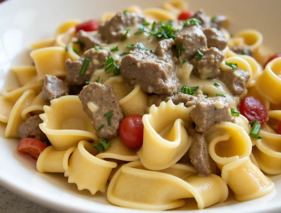 Can’t Say No Creamy Garlic Steak Pasta